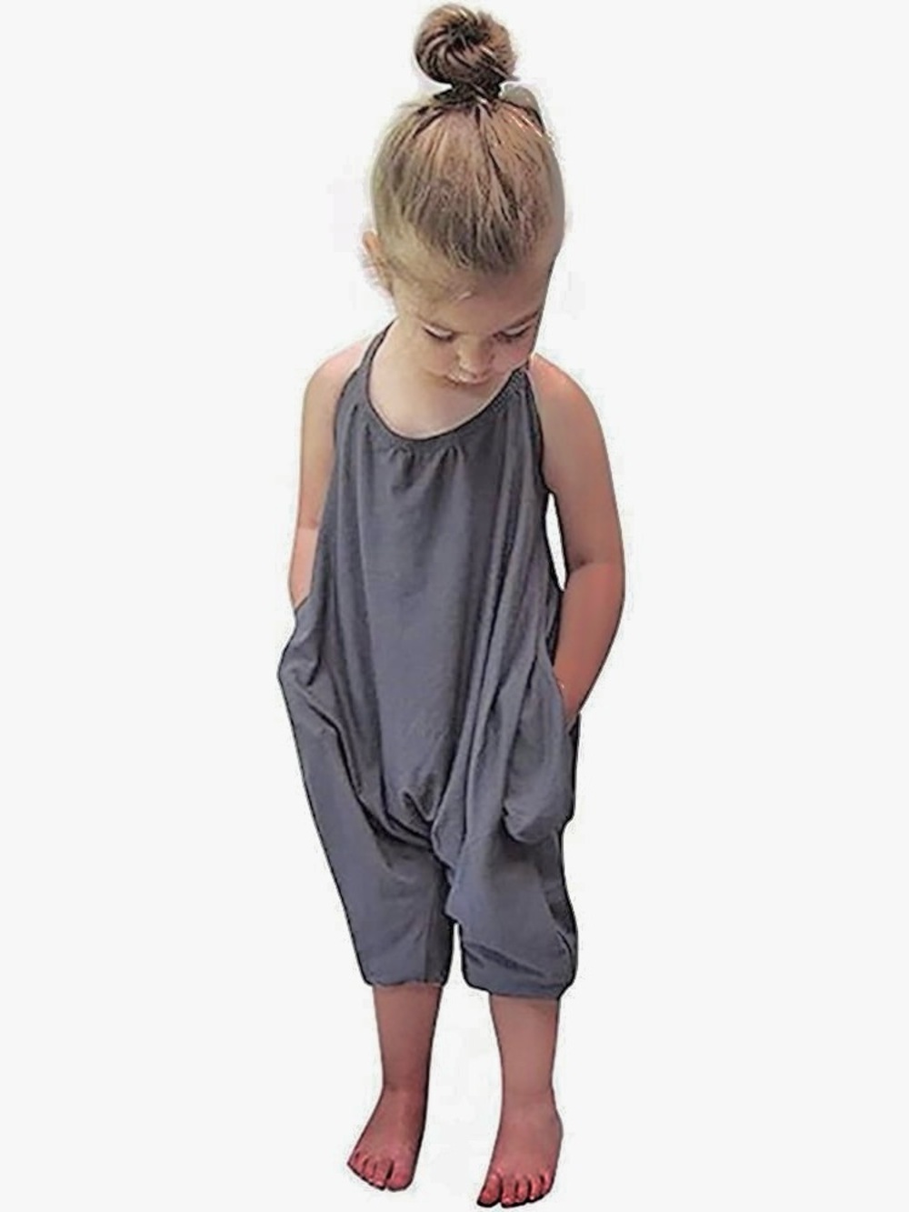 NEW Harem Romper, Cropped, Halter Tie-Strap, Gathered Neck, Cotton, Pockets!